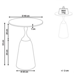 Wyld And Coco Compact Round Side Table Grey - Tempered Glass Top, Marble-Effect Iron Base, 40Cm. - thumbnail 4