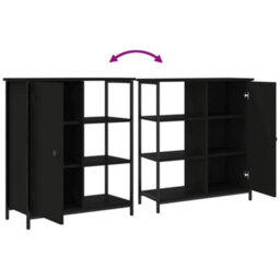Vidaxl Sideboard Black 70X30X80 Cm Engineered Wood - thumbnail 9