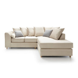 Abakus Direct Chicago Velvet Right Facing Corner Sofa In Cream - thumbnail 1