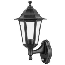 Ex-Pro Outdoor Wall Light Lantern With Dust To Dawn Sensor, Led E27 11W, Ip44 Rated, 26X19Cm, Black - thumbnail 1