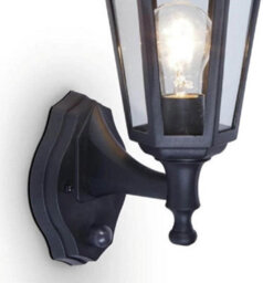 Ex-Pro Outdoor Wall Light Lantern With Dust To Dawn Sensor, Led E27 11W, Ip44 Rated, 26X19Cm, Black - thumbnail 2