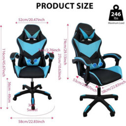 Swivel Gaming Chair Faux Leather Office Chair Computer Desk - thumbnail 2
