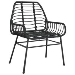 Berkfield Durable 5 Piece Garden Dining Set Black Poly Rattan Glass - thumbnail 4
