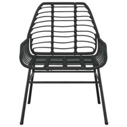 Berkfield Durable 5 Piece Garden Dining Set Black Poly Rattan Glass - thumbnail 6