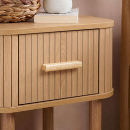 Pair Of 1 Drawer Oak Wooden Fluted Bedside Axel Birlea - thumbnail 7
