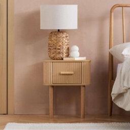 Pair Of 1 Drawer Oak Wooden Fluted Bedside Axel Birlea - thumbnail 6