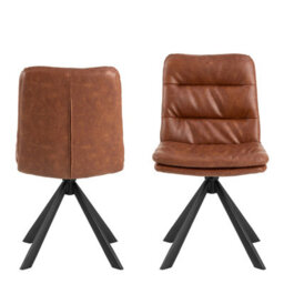 Wyld Haus Set Of 2 Havdrup Tan Faux Leather Swivel Dining Chairs - thumbnail 3