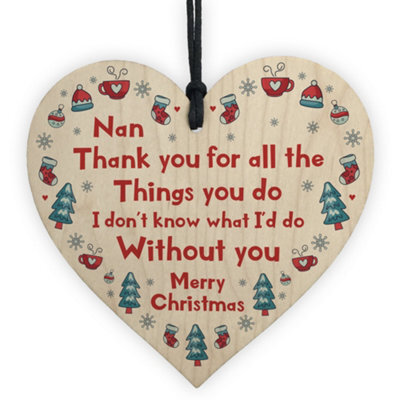 Red Ocean Christmas Nan Gifts Hanging Wooden Tree Decoration Gift From Grandchildren Novelty Gift For Nanny - image 1