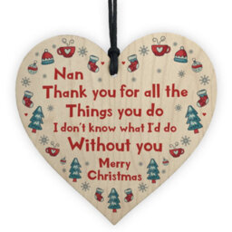 Red Ocean Christmas Nan Gifts Hanging Wooden Tree Decoration Gift From Grandchildren Novelty Gift For Nanny - thumbnail 1