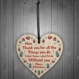 Red Ocean Christmas Nan Gifts Hanging Wooden Tree Decoration Gift From Grandchildren Novelty Gift For Nanny - thumbnail 2