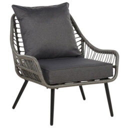 Beliani Bistro Set With Cushions Laureto Pe Rattan Grey - thumbnail 4