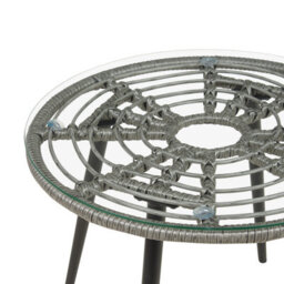 Beliani Bistro Set With Cushions Laureto Pe Rattan Grey - thumbnail 9