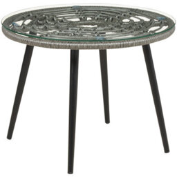 Beliani Bistro Set With Cushions Laureto Pe Rattan Grey - thumbnail 7