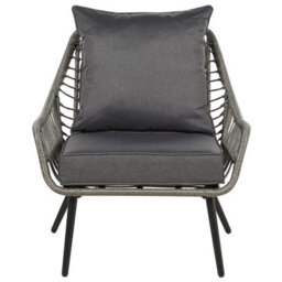 Beliani Bistro Set With Cushions Laureto Pe Rattan Grey - thumbnail 5