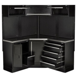 Draper 32521 Bunker 18 Piece Modular Storage Corner Combo With Stainless Steel Worktop, 3454mm - thumbnail 2