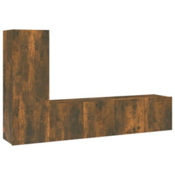 Berkfield 3 Piece Tv Cabinet Set Smoked Oak Engineered Wood - thumbnail 2