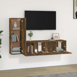 Berkfield 3 Piece Tv Cabinet Set Smoked Oak Engineered Wood - thumbnail 3