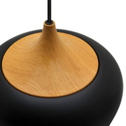 Long Life Lamps Company Nordic Modern Black Ceiling Pendant Light Metal Lamp Shade Wood Effect Detail H3024 - thumbnail 5
