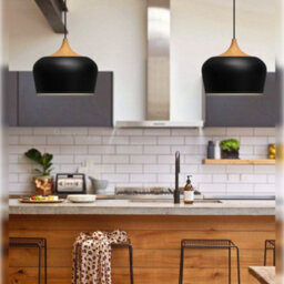 Long Life Lamps Company Nordic Modern Black Ceiling Pendant Light Metal Lamp Shade Wood Effect Detail H3024 - thumbnail 7
