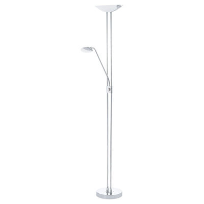 Stylish Floor Lamp With Chrome Finish And White Satin Glass Shade - 20W Led Lighting - image 1