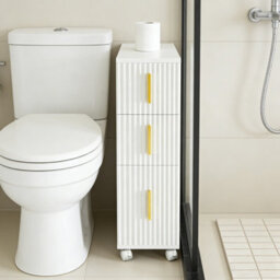 Hygrad Built to Survive Slim Bathroom Cabinet On Wheels Toilet Paper Roll Holder Cabinet With 3 Drawers - thumbnail 2