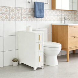 Hygrad Built to Survive Slim Bathroom Cabinet On Wheels Toilet Paper Roll Holder Cabinet With 3 Drawers - thumbnail 1