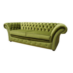 Chesterfield 3 Seater Malta Grass Green Velvet Sofa Settee Bespoke In Balmoral Style - thumbnail 3
