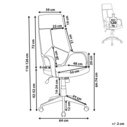 Beliani Office Chair Delight Dark Blue - thumbnail 3