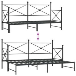 Walplus Daybed With Trundle Without Mattress Black 90X200 Cm Steel - thumbnail 9
