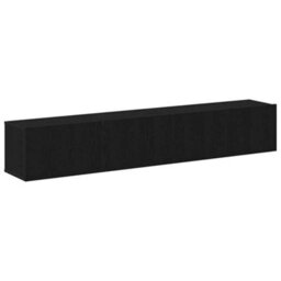 Berkfield 2 Piece Tv Cabinet Set Black Engineered Wood - thumbnail 2