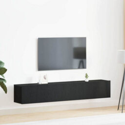 Berkfield 2 Piece Tv Cabinet Set Black Engineered Wood - thumbnail 1