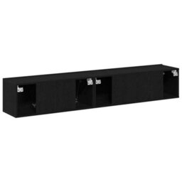 Berkfield 2 Piece Tv Cabinet Set Black Engineered Wood - thumbnail 7