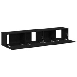 Berkfield 2 Piece Tv Cabinet Set Black Engineered Wood - thumbnail 4