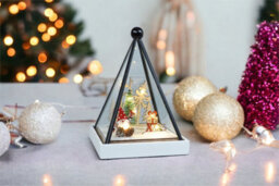 Netagon Xmas Haus Triangle Hurricane Glass Holder With Light Up Festive Gonk Scene Battery Operated - thumbnail 4