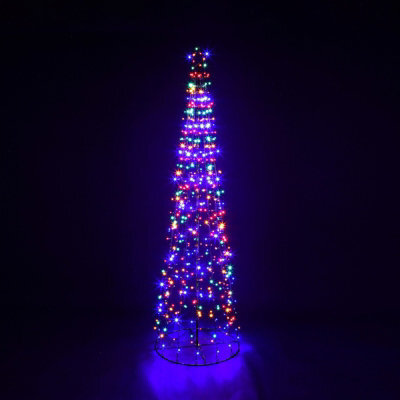 5Ft Christmas Xmas Led Star Cone Tree Lights Decoration Indoor & Outdoor - Muticolour - image 1