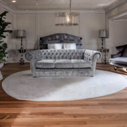 Chesterfield Handmade 3 Seater Sofa Settee Modena Smoke Grey Velvet Fabric In Classic Style - thumbnail 4