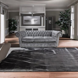 Chesterfield Handmade 3 Seater Sofa Settee Modena Smoke Grey Velvet Fabric In Classic Style - thumbnail 5