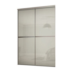 Spacepro Minimalist Mirror Shaker Non-Mirrored Matt Arctic White 2 Door Sliding Wardrobe Door Kit (H)2220mm (W)1504mm - thumbnail 1