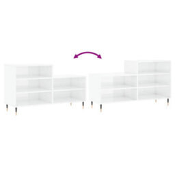 Berkfield Shoe Cabinet High Gloss White 102X36X60 Cm Engineered Wood - thumbnail 7
