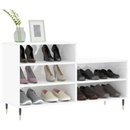 Berkfield Shoe Cabinet High Gloss White 102X36X60 Cm Engineered Wood - thumbnail 3