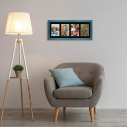 AK Frames 50X20Cm Navy Blue Modern Multi Photo Frame With Black Mount - Holds 4 Apertures (4X) 6X4 Photos - thumbnail 3