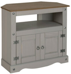 Tv Unit Corner Grey Wax Living Room Solid Pine By - thumbnail 1