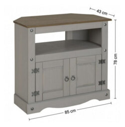 Tv Unit Corner Grey Wax Living Room Solid Pine By - thumbnail 2