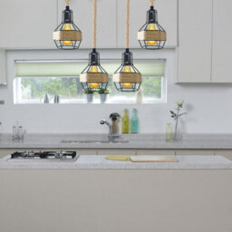 Industrial Hemp Rope Pendant Light E27 Modern 4 Way Metal Retro Ceiling Lamp - thumbnail 3