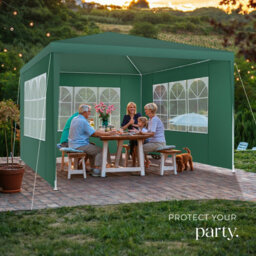 Tectake Gazebo Barinas With 3 Side Panels, Water-Resistant, 3X3M 300 X 300 X 250 Cm - Green - thumbnail 8