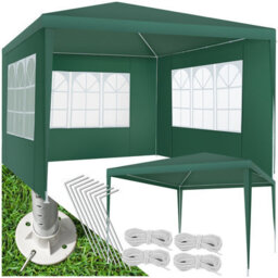 Tectake Gazebo Barinas With 3 Side Panels, Water-Resistant, 3X3M 300 X 300 X 250 Cm - Green - thumbnail 1