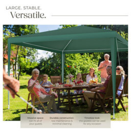 Tectake Gazebo Barinas With 3 Side Panels, Water-Resistant, 3X3M 300 X 300 X 250 Cm - Green - thumbnail 3