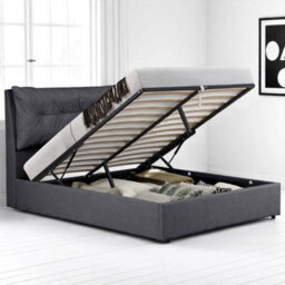 OAT Home Prestbury Modern Pillow Headboard Upholstered Ottoman Storage King Size Bed Frame - Charcoal Grey - thumbnail 3