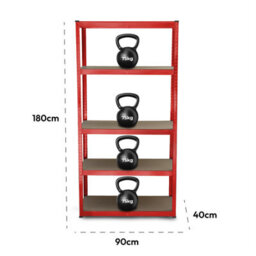 Kct Garage Shelving 5 Tier Unit Metal Shelving Unit Red Shed Storage Racking 180 X 90 X 40Cm - thumbnail 5