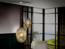 Luminosa Lighting Luminosa Ovila Pendant Light With Small Grey Shade In Cognac Tonality - Uk Stock - thumbnail 3